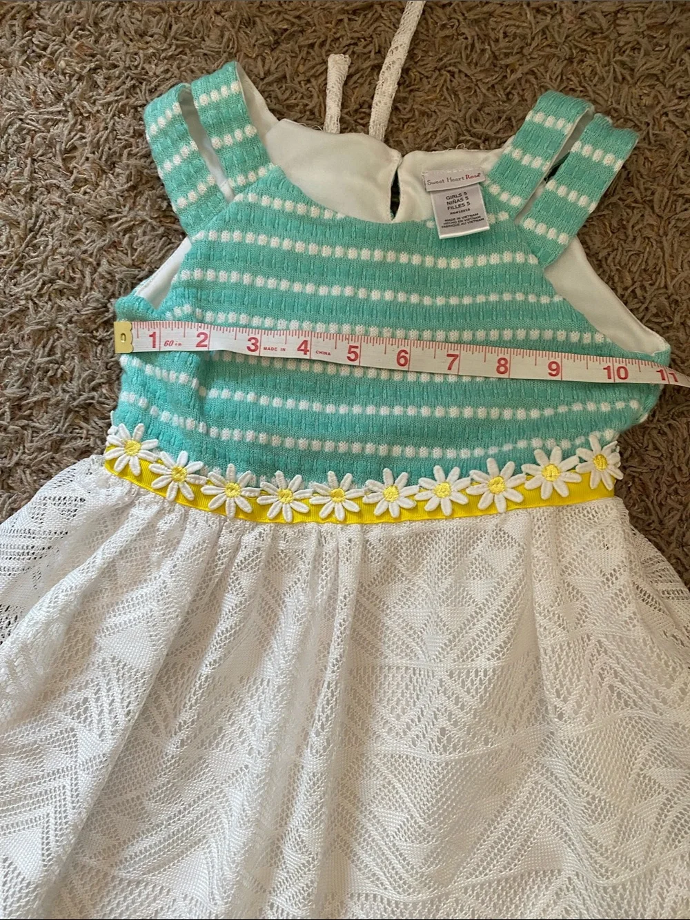 Sweet Heart Rose Aqua and White Daisy-Trim Formal Dress/ 5